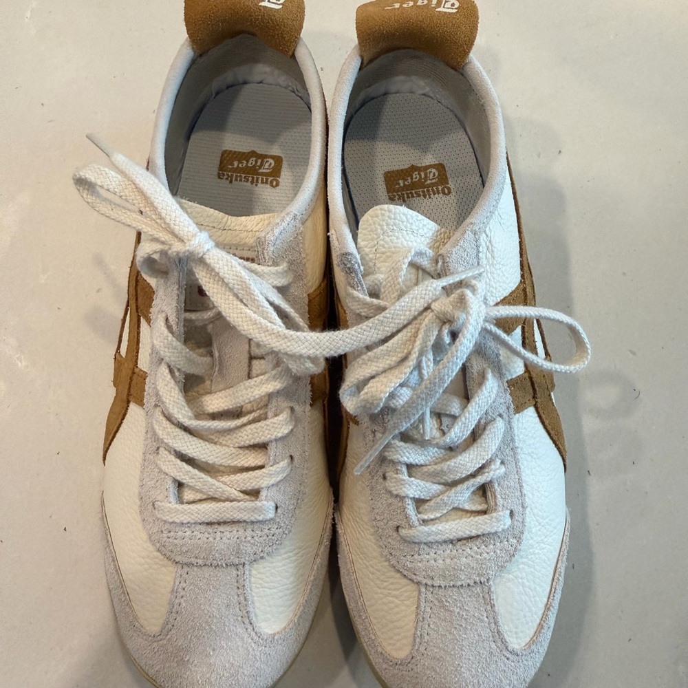 Onitsuka Tiger by Asics White and Tan Sneakers